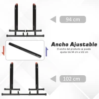 HOMCOM Barras Paralelas Ancho Ajustable Dip Station para Calistenia y Entrenamiento Gimnasio con Asas Antideslizantes de Acero 94-102x62x73 cm Negro(m-5)