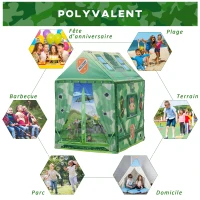 HOMCOM Tente Enfant Tente de Jeu dim. 93L x 69l x 103H cm 2 Portes Polyester Vert(m-6)
