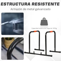 HOMCOM Barras Paralelas Ancho Ajustable Dip Station para Calistenia y Entrenamiento Gimnasio con Asas Antideslizantes de Acero 94-102x62x73 cm Negro(m-4)