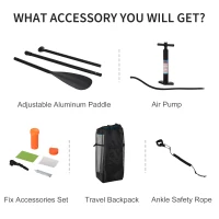 HOMCOM Stand Up Paddle Board SUP Accessory Carry Bag Adj Paddle Pump Leash Inflatable Paddle Board(m-6)