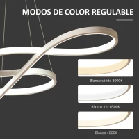 HOMCOM Lámpara Colgante LED Moderna 70W Lámpara de Techo con Altura Ajustable y Luz de 3 Colores 3000-6500K para Comedor Salón Dormitorio 82x32x100 cm Blanco(m-5)
