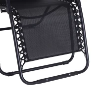Outsunny Chaise Longue Pliable de Jardin zéro gravité tétière Acier textilène imperméable Noir(m-9)