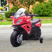 HOMCOM Kids 6V Electric Ride On Motorcycle Police Car Vehicle w/ Lights Horn Realistic Sound Outdoor Play Toy for 18 - 36 months Red(m-10)