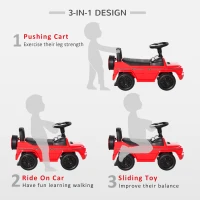 HOMCOM 3 in 1 Kids Ride On Car G350 Licensed Foot To Floor Slider Toddler Push Along NO POWER Red 12-36 months(m-4)