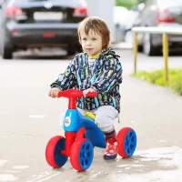 HOMCOM Baby Balance Bike Toddler for Aged 1.5-3 Years Training Walker Smooth Rubber Wheels Ride on Toy Storage Bin Blue Red(m-2)