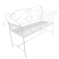 Outsunny Garden 2 Seater Metal Bench Outdoor Seating Furniture Chair w/Decorative Backrest White(m-11)