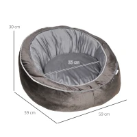 PawHut Panier pour chien chat lit pour animaux de compagnie doux velours hollandais coton PP convient aux petit chien gris(m-3)