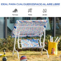 Outsunny Columpio Balancín de Jardín Infantil 2 Plazas para Niños de +3 Años con Toldo Ajustable en Ángulo para Terraza Balcón Carga Máx. 60 kg 110x70x110 cm Azul(m-8)