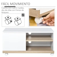 HOMCOM Mueble para TV Televisión de 42 Pulgadas Mesa de Salón Moderno Móvil con 4 Ruedas Estante Ajustable y Armario Amplio Espacio 80x45x39,5 cm Blanco(m-4)