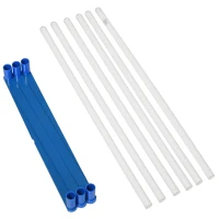 PawHut Dog Agility Equipment Training Adjustable Obstacle Course Set with 6 Weaves Poles Storage Bag for Pet Outdoor Games Exercise(m-7)