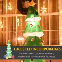 HOMCOM Árbol de Navidad Inflable 176 cm con Luces LED e Inflador Decoración Navideña para Interiores y Exteriores 100x80x176 cm Multicolor(m-4)