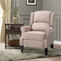 HOMCOM Heated Massage Reclining Armchair Thick Sponge Padded Linen Upholstery Metal Wood Frame Home Luxury Relaxation Beige(m-9)