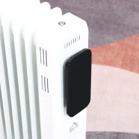 HOMCOM 2500W Oil Filled Radiator, 11 Fin Portable Electric Heater with LED Display, 24H Timer, 3 Heat Settings, Adjustable Thermostat, Safety Cut off, Remote Control, White(m-9)