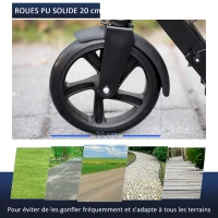 HOMCOM Trottinette Pliable Adulte Enfant à partir de 14 Ans béquille Frein à Friction arrière Hauteur Guidon réglable 4 niv. alu. métal Noir Multicolore(m-6)