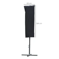 Outsunny Housse de protection imperméable pour parasol droit avec fermeture éclair et cordon de serrage polyester oxford noir(m-3)