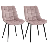HOMCOM Conjunto de 2 Sillas de Comedor Tapizadas en Terciopelo Acolchadas con Patas de Metal de Estilo Nórdico y Vintage 46x58,5x85,5 cm Rosa(m-1)
