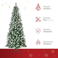 HOMCOM Árbol de Navidad 180 cm Árbol de Navidad Grande con 630 Puntas 37 Piñas Base Plegable y Soporte de Acero para Decoración de Interior Verde(m-7)