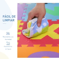 HOMCOM Alfombra Puzzle Infantil 40 Piezas de 31x31x1cm Juego Rompecabezas con 29 Letras Acento y Números 0 al 9 Colchoneta Suave para Niños 3,6 m² Espuma EVA(m-5)