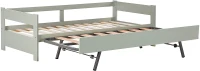 HOMCOM Lit gigogne Enfant 90 x 190 cm - Structure lit avec lit tiroir - sommiers à Lattes Inclus - Acier pin Massif MDF Classe E1 Vert(m-6)