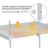 HOMCOM Séchoir à linge étendoir à linge électrique chauffant pliable 2 niveaux 200 W 50-55° C aluminium(m-5)