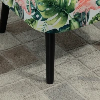 HOMCOM Butaca de Salón Sillón Induvidual Asiento Acolchado Tacto Aterciopelado y Patas de Madera 58x69x78cm Estampado Flamencos(m-9)