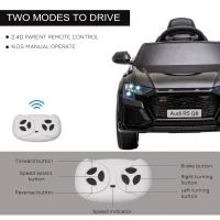 HOMCOM Audi RS Q8 Licensed 6V Kids Electric Ride On Car Toy Car with Remote Control Music Lights USB MP3 for 3-5 Years Old Black(m-5)