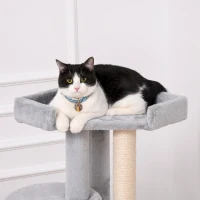 PawHut Cat Tree for Indoor Cats Kitten Tower Multi-level Activity Centre Pet Furniture with Scratching Post Condo Hanging Ropes Plush Perches Grey(m-7)