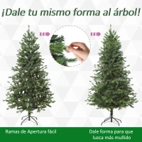 HOMCOM Árbol de Navidad Ø90x180 cm Artificial con 696 Ramas PE Tridente y PVC Individual y Base Plegable Árbol Navideño Decorativo Exteriores Interiores Verde(m-5)