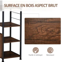HOMCOM Étagère de rangement cuisine étagère de Micro-Ondes Style Industriel dim. 90L x 40l x 84H cm métal Panneaux boisé(m-5)