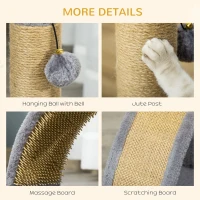 PawHut Cat Tree for Indoor Cats Climbing Activity Center Kitten Tower Furniture with Jute Post Scratching Massage Board Hanging Ball with Bell 34 x 24 x 43cm Grey(m-5)