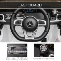 HOMCOM Mercedes Benz G500 Licensed 12V Kids Electric Ride On Car  Toy with Parental Remote Control Battery-powered 2 Motors Music Lights MP3 for 3-8 Years Old White(m-5)