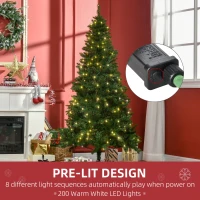 HOMCOM 6FT Christmas Tree Warm White LED Light Holiday Home Decoration, Green(m-5)