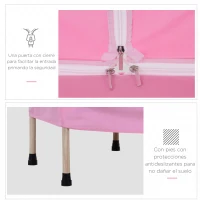 HOMCOM Cama Elástica para Niños de 3 Años Trampolín Infantil con Red de Seguridad para Interior Carga 80 kg 126x109x98 cm Rosa(m-6)