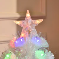 HOMCOM 3FT Pre-Lit Artificial Christmas Tree w/ Fibre Optic LED Lights Holiday Home Xmas Decoration-White(m-9)