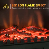 HOMCOM Freestanding Electric Fireplace, Electric Stove Heater with LED Flame Effect, Overheating Safety System, 1000W/2000W Black(m-4)