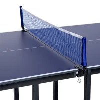 HOMCOM 6ft 182cm Mini Table Tennis Table Folding Ping Pong Table with Net Multi-Use Table for Indoor Outdoor Game, Blue(m-7)
