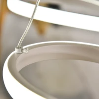 HOMCOM Lámpara Colgante LED Moderna 70W Lámpara de Techo con Altura Ajustable y Luz de 3 Colores 3000-6500K para Comedor Salón Dormitorio 82x32x100 cm Blanco(m-7)