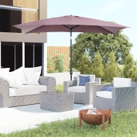 Outsunny Patio Umbrella Parasol W/ Tilt Crank-Brown(m-10)