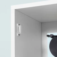 kleankin Armario Alto para Baño con Espejo Mueble Columna de Baño Madera con 2 Estantes Abiertos 2 Puertas y Baldas Interiores Ajustables 30x28x180 cm Blanco(m-9)