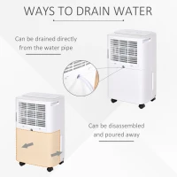 HOMCOM 10L/Day 2000ml Portable Dehumidifier with Humidity Display, 2 Speed Modes, Continuous Drainage and 24 Hour Timer for Bedroom, Living Room(m-5)