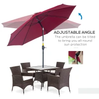 Outsunny 2.6M Umbrella Parasol-Red(m-5)