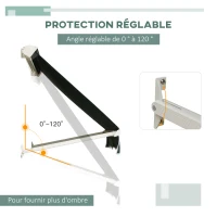 Outsunny Store banne Manuel Inclinaison réglable Aluminium Polyester imperméabilisé 70L x 180l cm Vert(m-5)