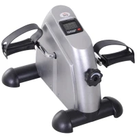 HOMCOM Mini Exercise Bike, Portable Pedal Exerciser, Under Desk Bike with LCD Display for Legs and Arms Training, Silver Tone(m-11)