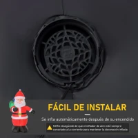 HOMCOM Papá Noel Inflable con Saco de Regalos con Luces LED e Inflador Eléctrico Decoración Navideña para Exteriores Interiores 110x95x150 cm Multicolor(m-6)