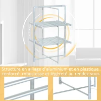 HOMCOM Séchoir à linge étendoir à linge électrique chauffant pliable 2 niveaux 200 W 50-55° C aluminium(m-7)