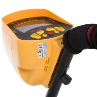Outsunny Détecteur de métaux électrique haute sensibilité écran LCD chasse aux trésors poignée ergonomique tige télescopique noir jaune(m-9)