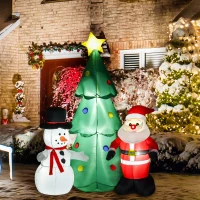 HOMCOM 6ft Christmas Inflatable Tree Santa Claus Snowmen, LED Lighted for Home Indoor Outdoor Garden Lawn Decoration Party Prop(m-10)