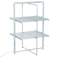 HOMCOM Séchoir à linge étendoir à linge électrique chauffant pliable 2 niveaux 200 W 50-55° C aluminium(m-9)