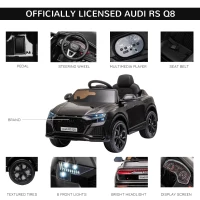 HOMCOM Audi RS Q8 Licensed 6V Kids Electric Ride On Car Toy Car with Remote Control Music Lights USB MP3 for 3-5 Years Old Black(m-7)