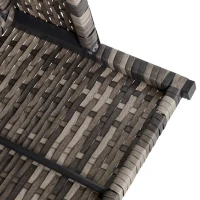 Outsunny 8 Pieces Outdoor PE Rattan Patio Sofa Set Half Round Conversation Furniture Set w/ Umbrella Hole and Two Stroage Functional Side Tables and Cushioned, Grey(m-9)